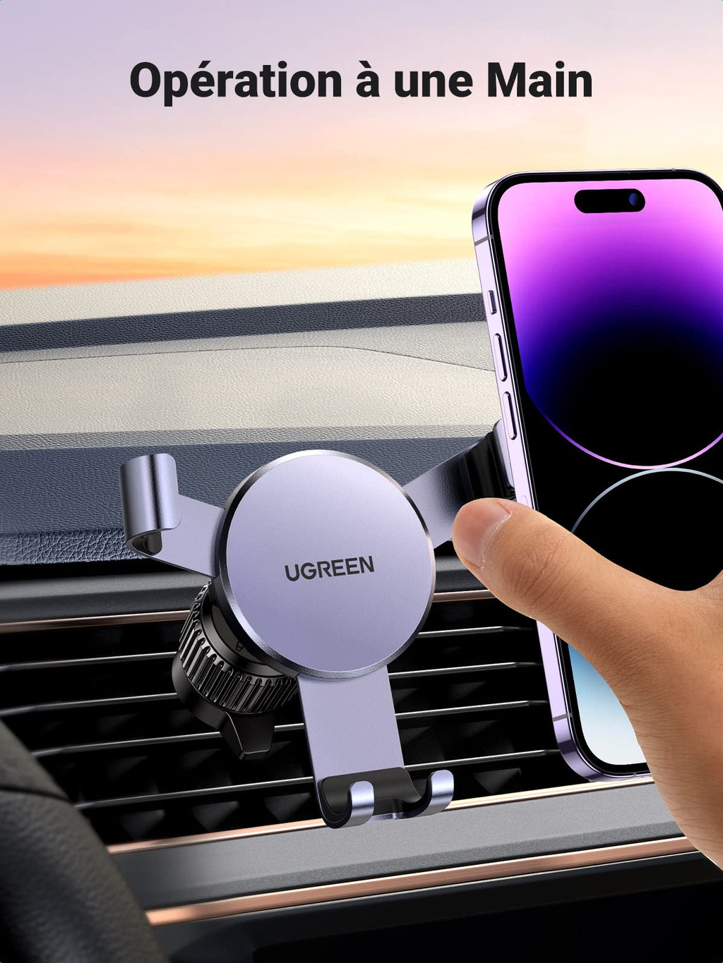 UGREEN Support Téléphone Voiture Gravité Grille Aération (Gris)