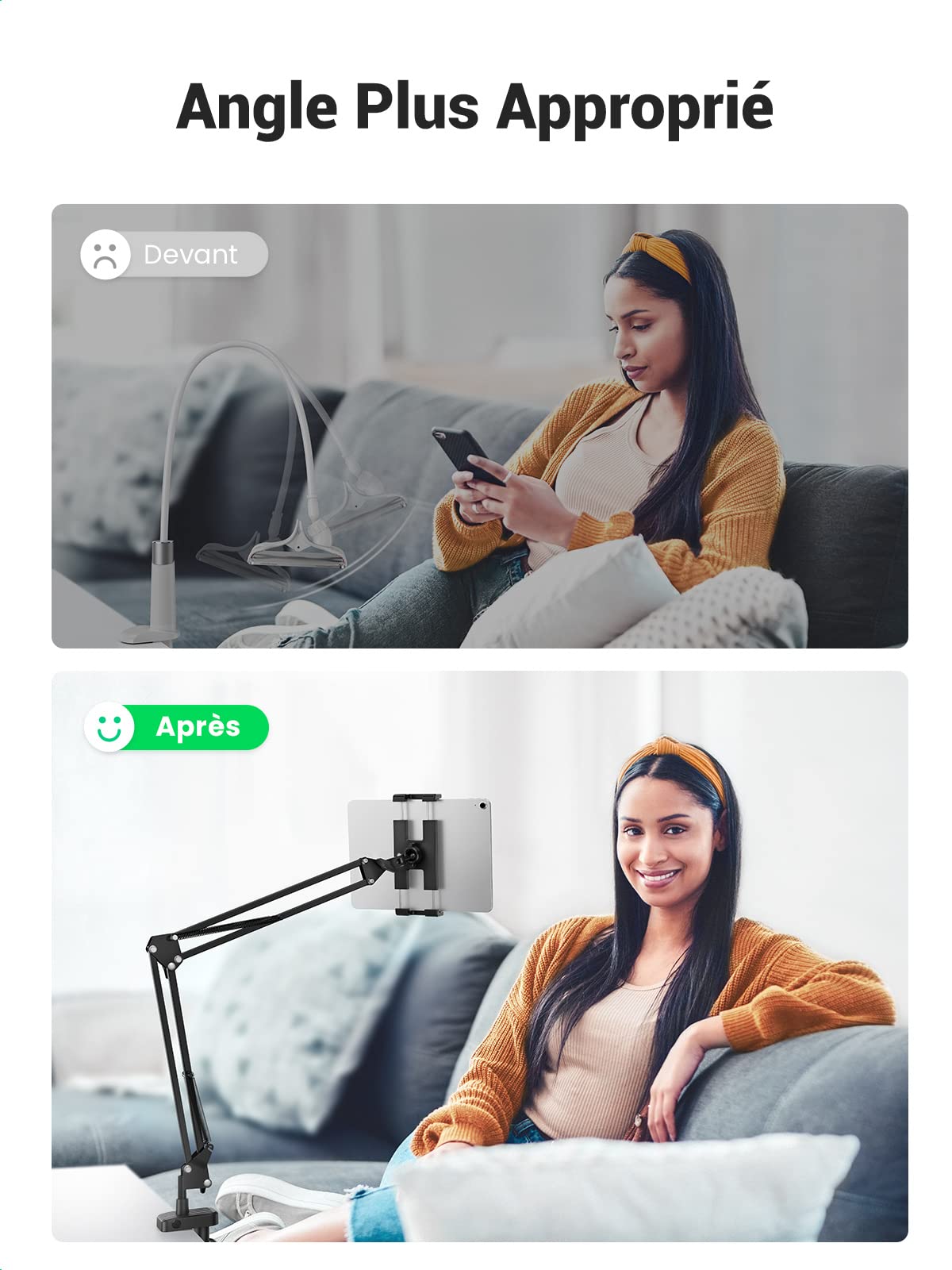 UGREEN Support Tablette Lit Bras Articulé en Aluminium Support Téléphone Flexible Compatible avec iPad Pro 12,9 Air 2022 Mini MediaPad iPhone 15 Plus Pro Max 13 12 Galaxy S23 S22 Redmi Note 11 Pro