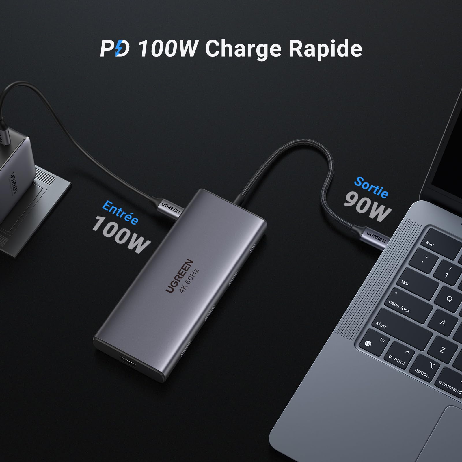 UGREEN Revodok Pro 109 Hub USB C 3.2 10Gbps 4K60Hz HDMI RJ45 Ethernet 9 en 1 Adaptateur USB C Multiport 100W Aliment¨¦ Lecteur de Carte Compatible avec iPhone 15 MacBook Pro Air Surface Go iPad Pro