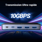 UGREEN Switch USB C 3.2 10Gbps 4 Ports USB Switch pour 2 PC Commutateur KVM 2 Entrées 4 Sorties pour Clavier Souris Disque Dur Imprimante avec Contrôleur du Bureau et 2 Câbles USB C Inclus Plug Play