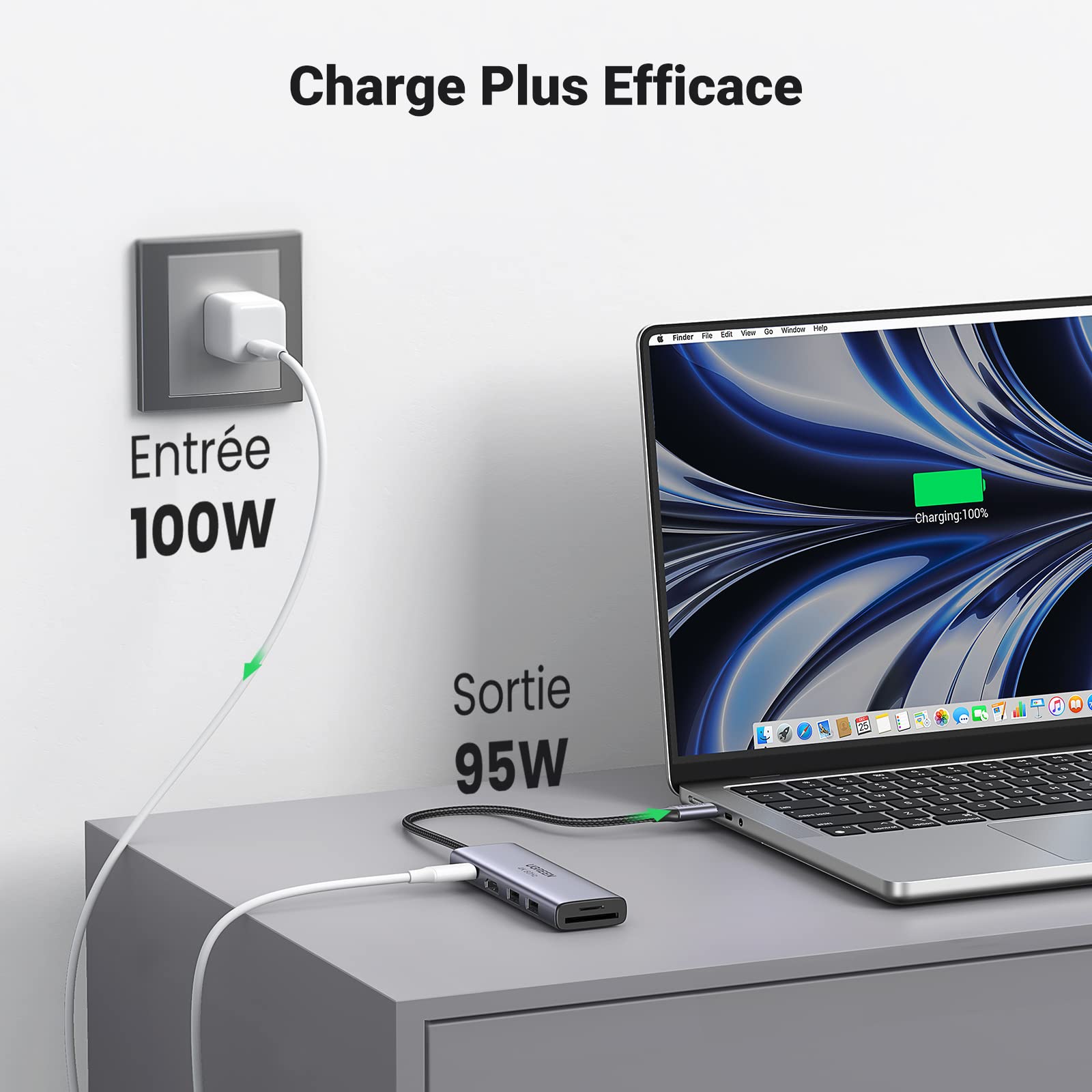UGREEN Adaptateur Hub USB C HDMI 4K 60Hz PD 100W Recharge