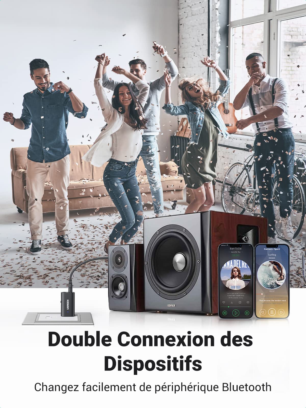 UGREEN Adaptateur Bluetooth 5.1 pour TV 2 en 1 Émetteur Récepteur