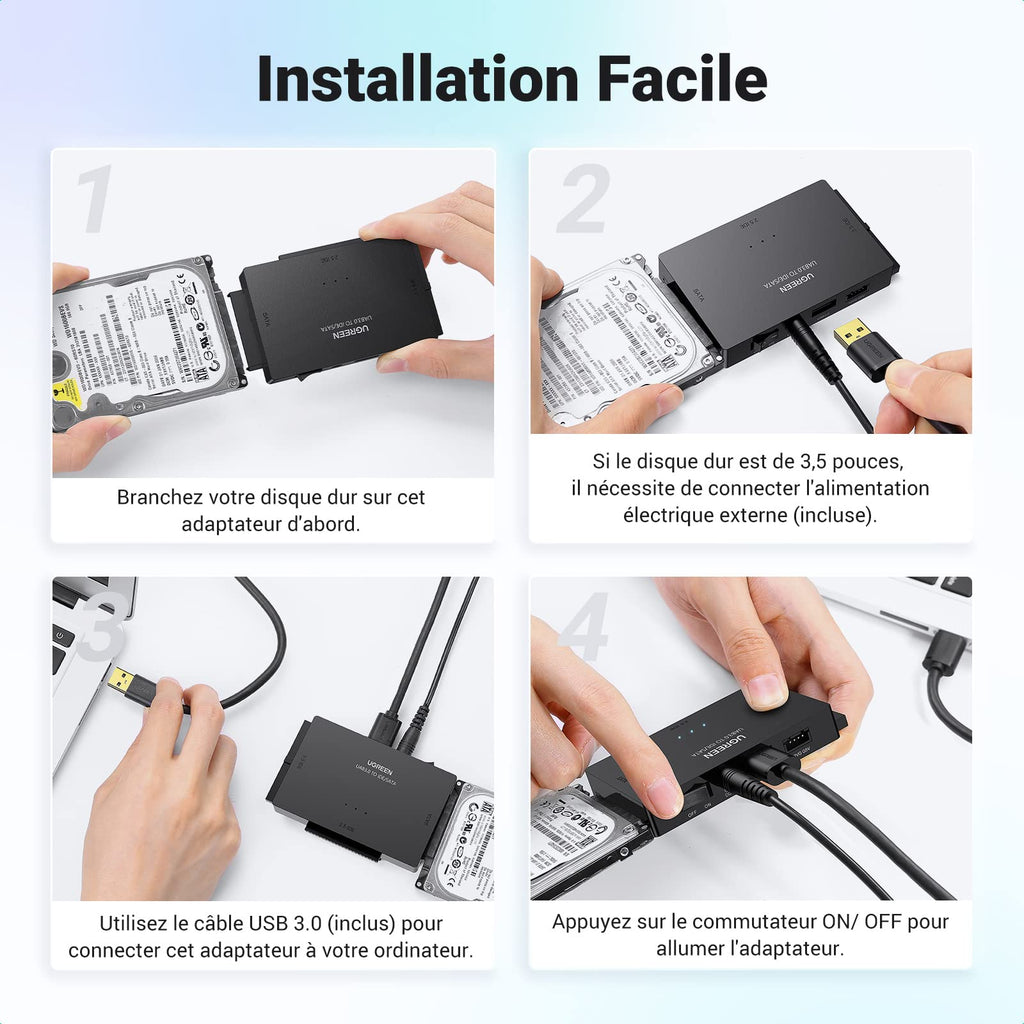 UGREEN Adaptateur Disque Dur IDE SATA USB 3.0