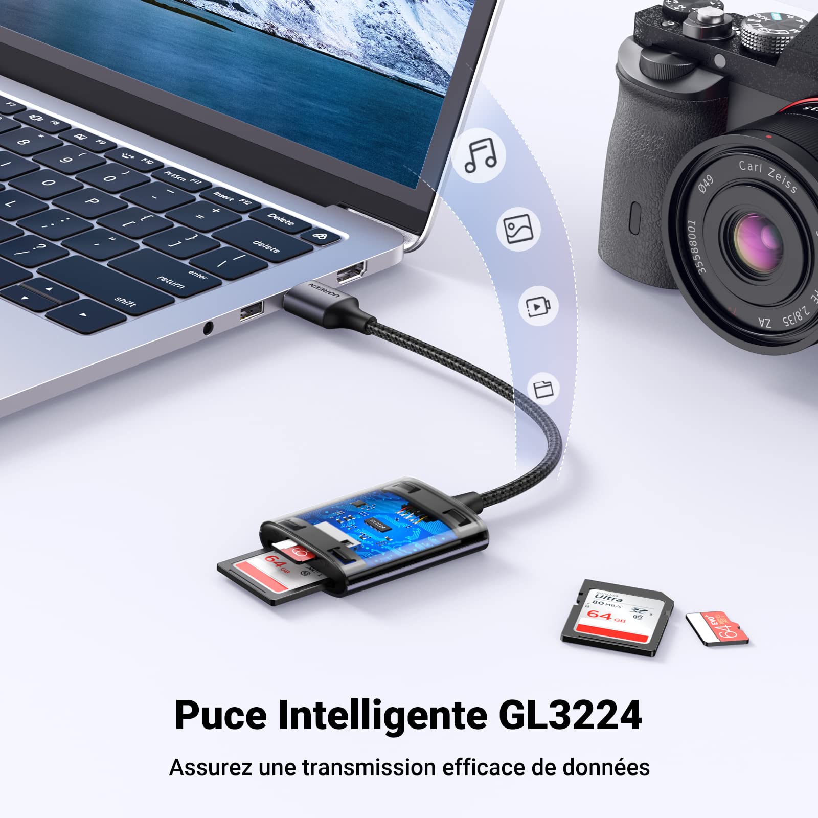 UGREEN USB 3.0 Lecteur de Carte SD Micro SD Adaptateur