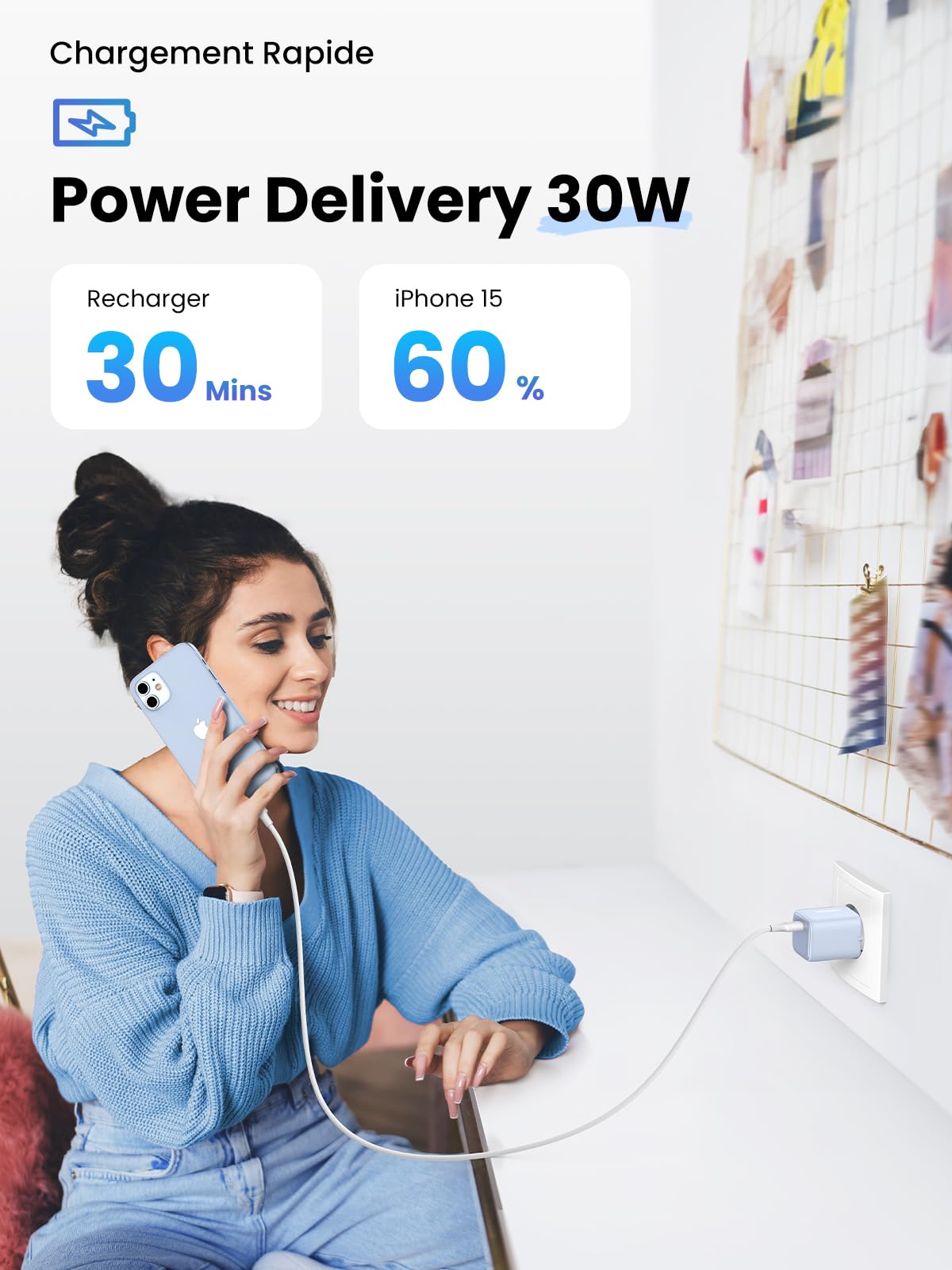 UGREEN Nexode Chargeur 30W USB C avec GaN Tech (Bleu)