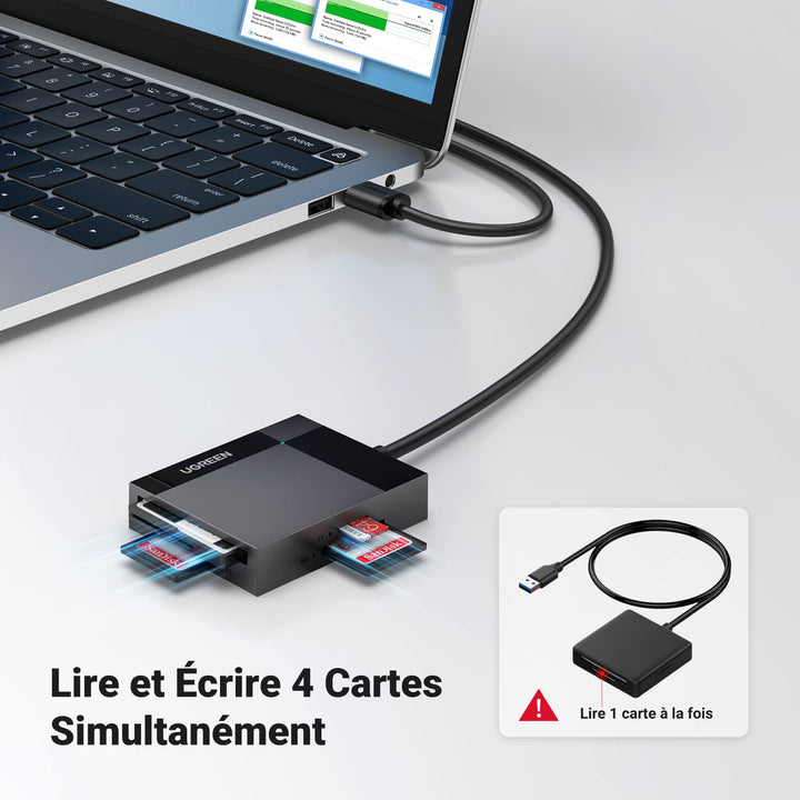 Adaptateur Ugreen de carte SD / micro SD (USB-A / USB-C) noir (CM304)