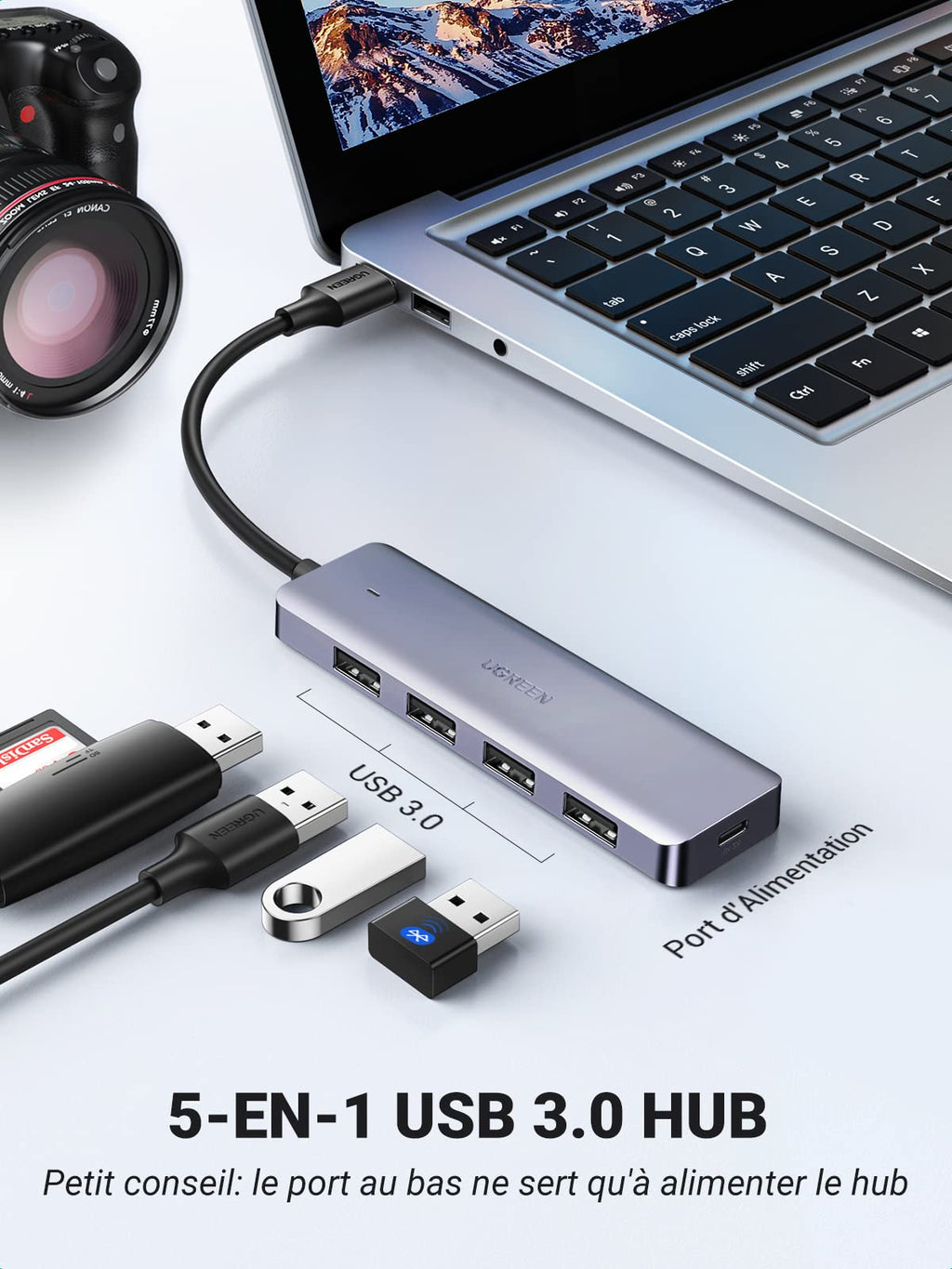 UGREEN Hub USB 3.0 vers 4 Ports USB 5Gbps
