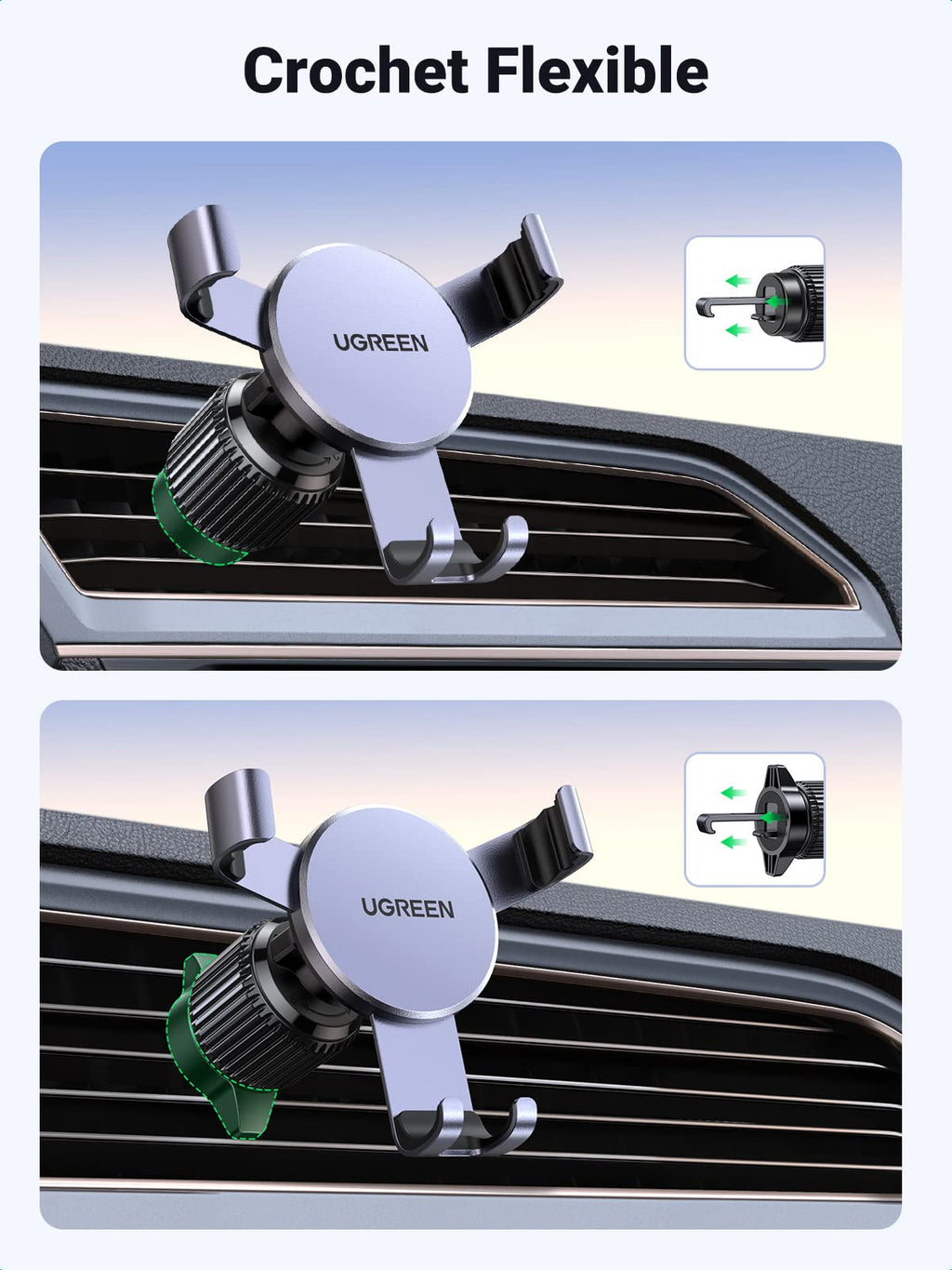 UGREEN Support Téléphone Voiture Gravité Grille Aération (Gris)