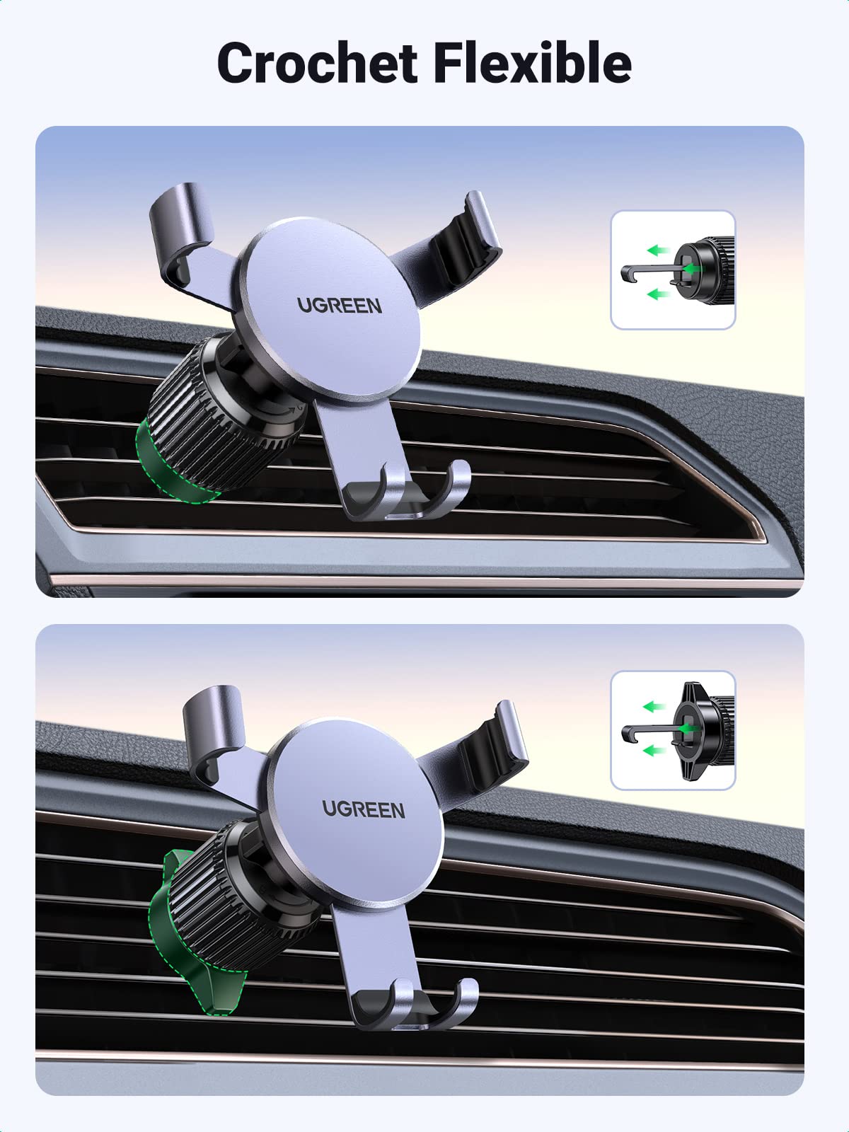 UGREEN Support Téléphone Voiture Gravité Grille Aération (Gris)