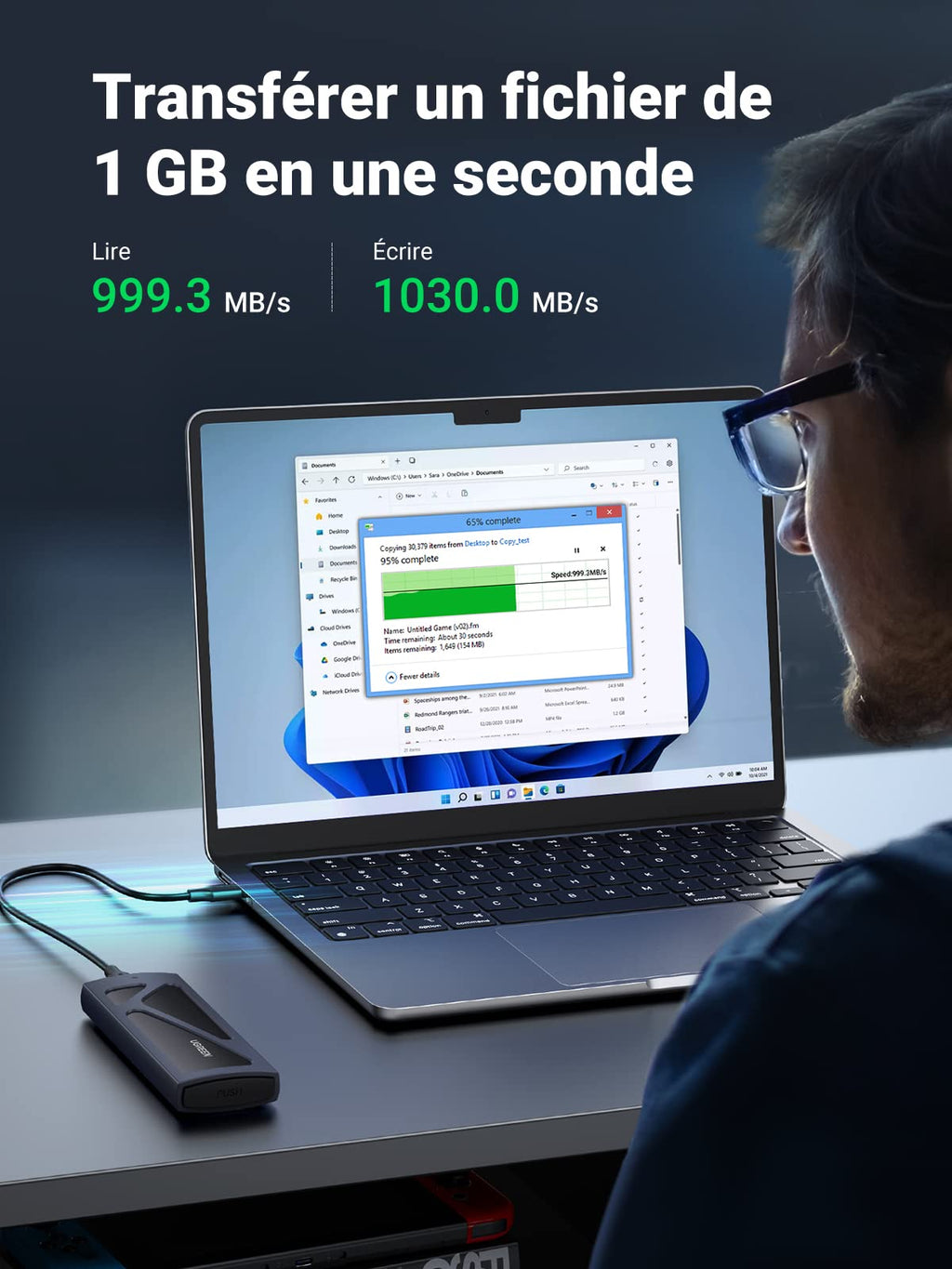 UGREEN Boîtier M.2 SSD NVMe 10 Gbps USB 3.2 Gen 2 Adaptateur