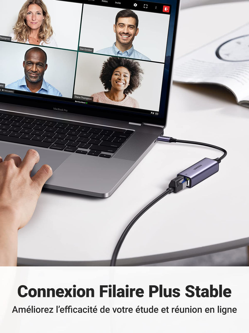 UGREEN Adaptateur USB C vers Ethernet Thunderbolt 3 4 RJ45