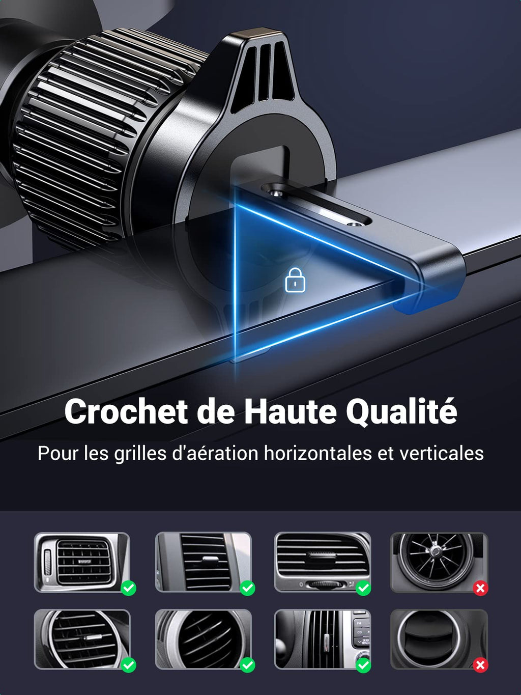 UGREEN Support Téléphone Voiture Gravité Grille Aération (Gris)