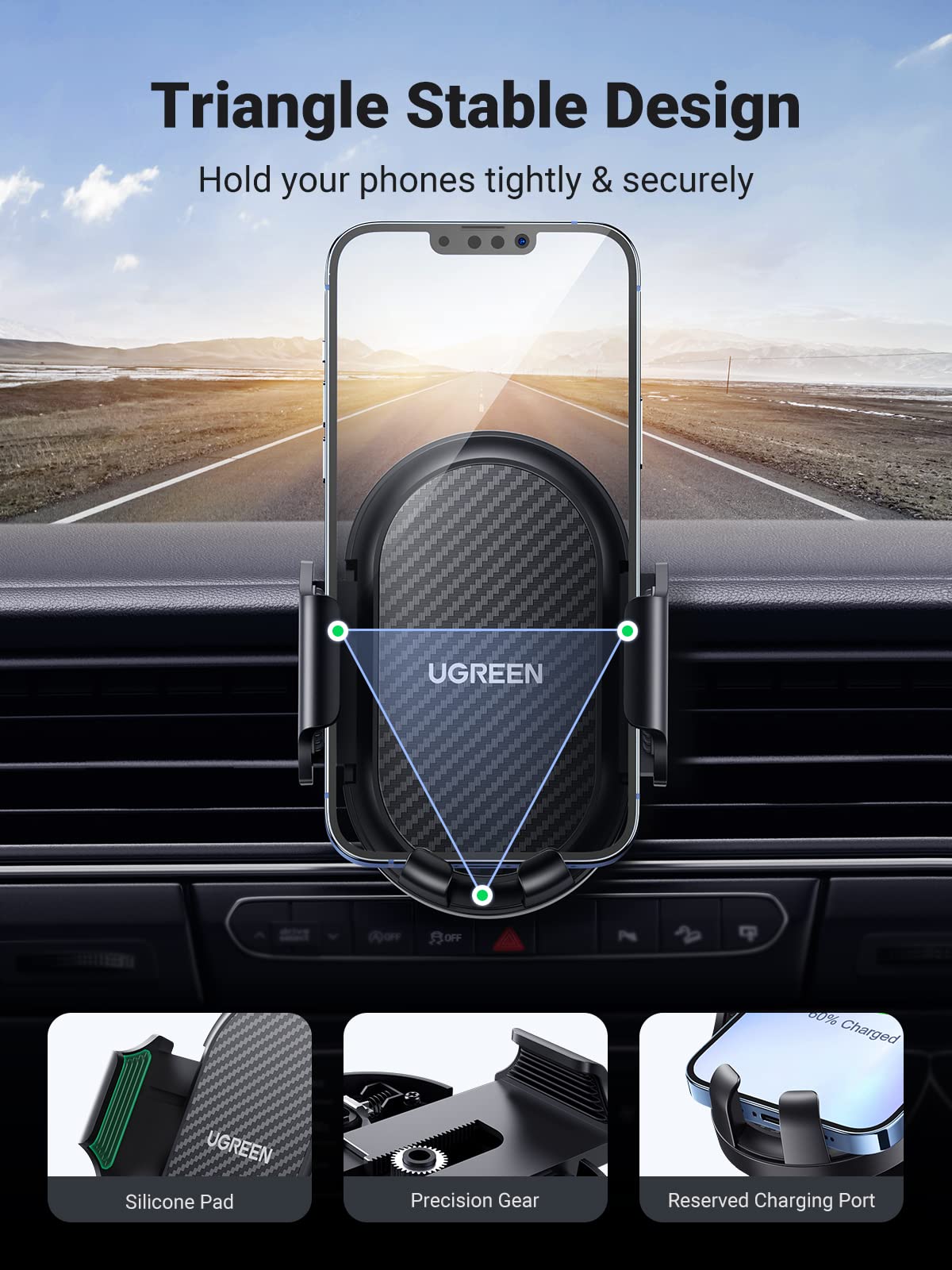 UGREEN Support Téléphone Voiture 360 Degrés