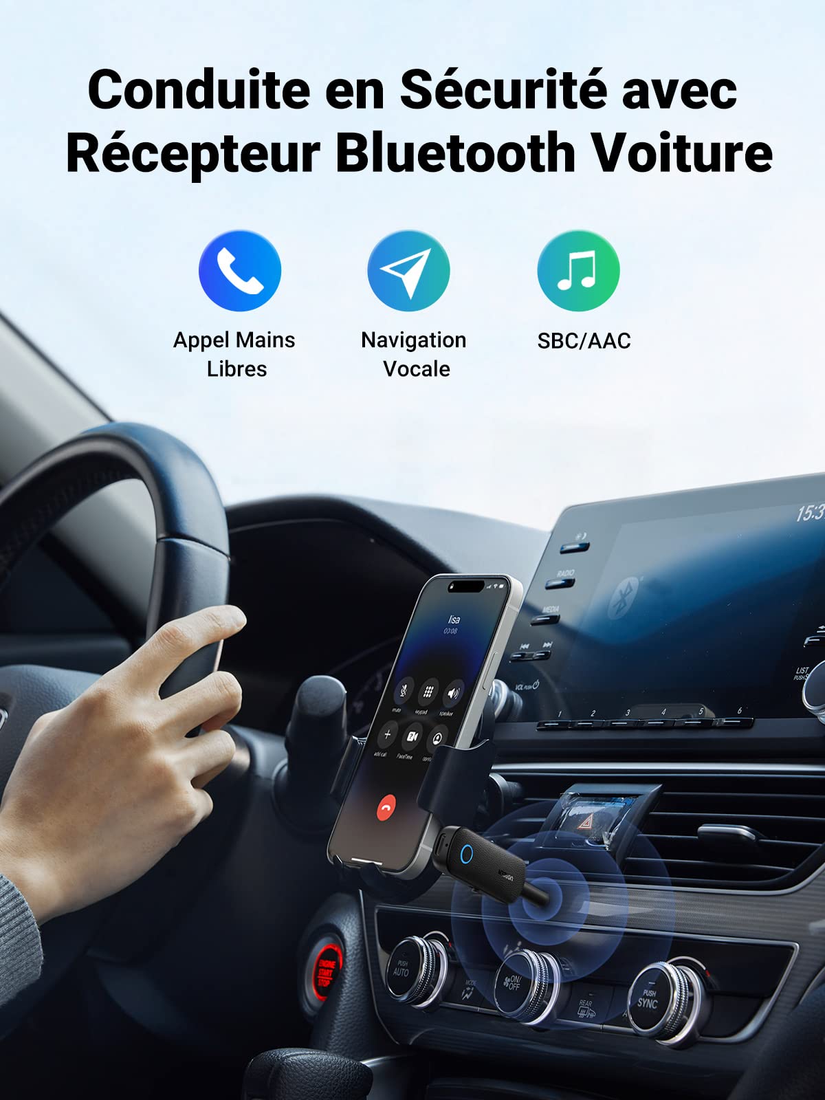 UGREEN Adaptateur Bluetooth 5.0 Récepteur 2 en 1 Bluetooth Jack AUX