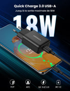 UGREEN Quick Charge 3.0 Chargeur Secteur USB et 1M Cable USB C