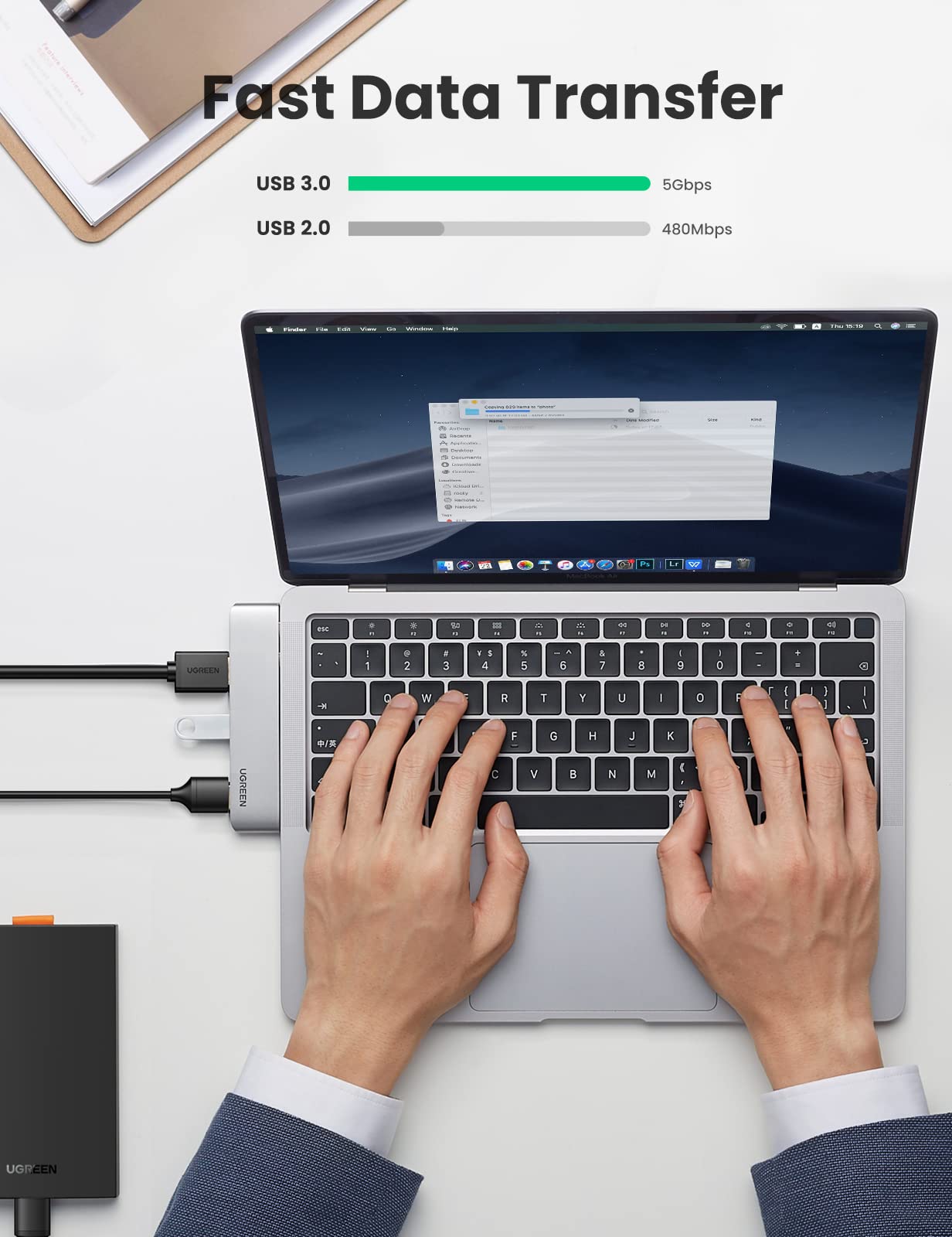 UGREEN 5 en 2 Adaptateur Hub USB C HDMI 4K