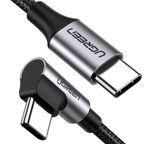 UGREEN Câble USB C vers USB C Coudé PD 60W Charge Rapide Câble Type C 90 Degrés Nylon Tressé