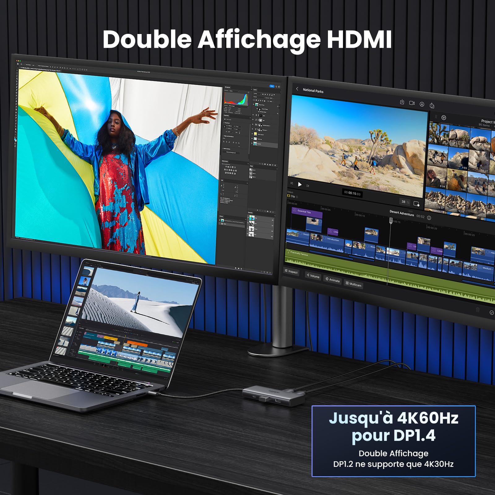 UGREEN Revodok Hub USB C Double HDMI 8K30Hz 4K60Hz 6 en 1 Dock Station