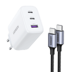 UGREEN 65W Chargeur USB C Rapide 3 Ports+60W USB C PD fast Charging Cable