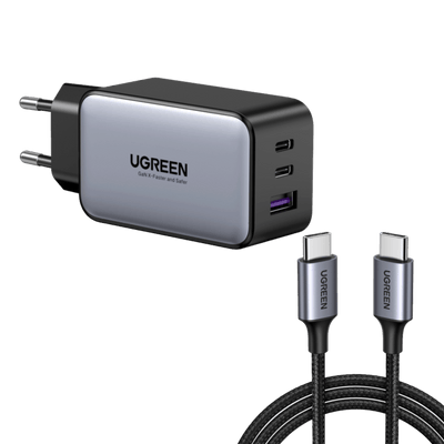 UGREEN Nexode Chargeur 65W USB C Rapide 3 Ports 1-2M 60W PD fast charging Cable USB C