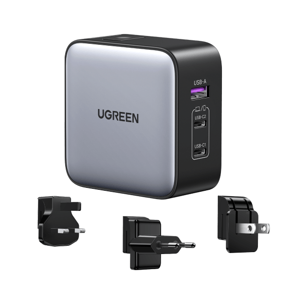 UGREEN Nexode 65W GaN Chargeur USB C 3 Ports (prises US/UK/EU)