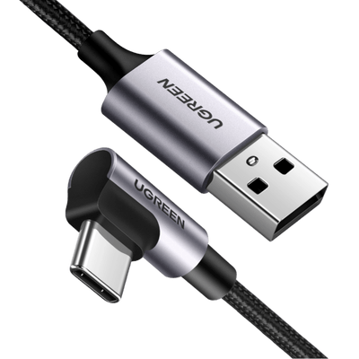 UGREEN Cable USB C Coudé 90 Degrés Charge Rapide Cable Chargeur USB C 3A Nylon Tressé