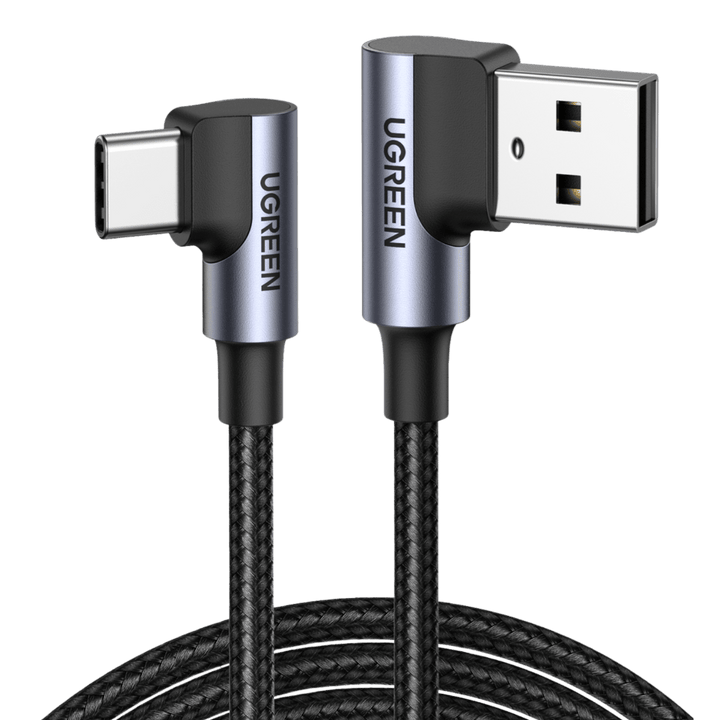 UGREEN Câble USB C Coudé 90 Degrés Charge Rapide Nylon Tressé