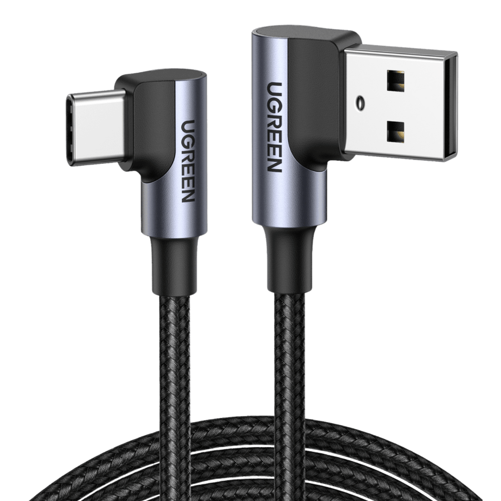 UGREEN Câble USB C Coudé 90 Degrés Charge Rapide Nylon Tressé