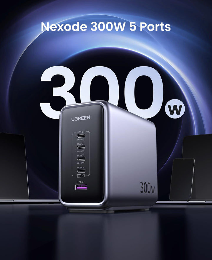 ugreen-nexode-300w-usb-c-gan-charger-5-ports-desktop-charger-2